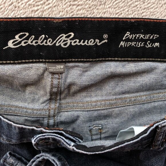 Eddie Bauer Womens Boyfriend Jeans Size 20W Midrise Slim Relaxed Blue Denim - Picture 7 of 14